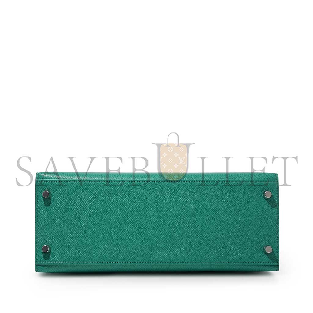 HERMÈS VERT JADE EPSOM KELLY 28 SELLIER PALLADIUM HARDWARE (28*22*10cm)